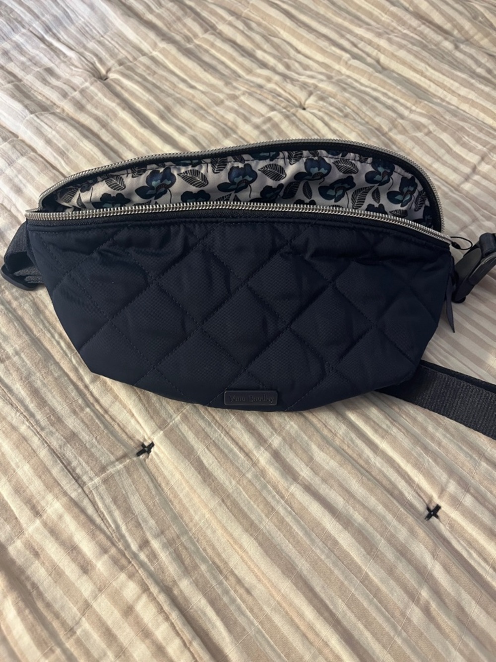 Vera Bradley Quilted Navy Belt Bag with Adjustable Strap